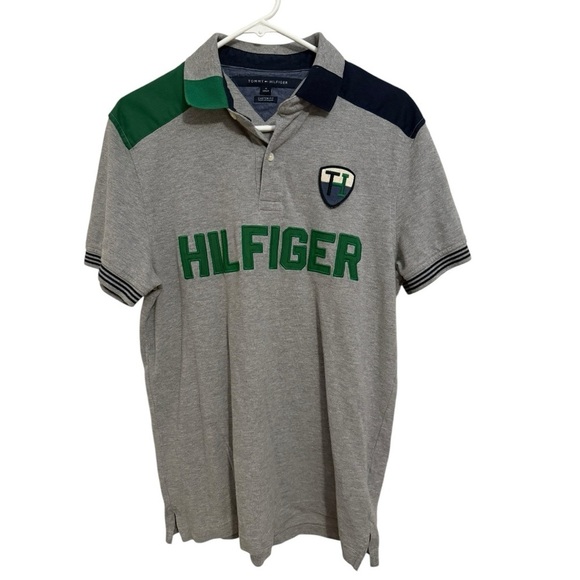 Tommy Hilfiger Mens Custom Fit Polo Shirt Gray Medium - Picture 1 of 4